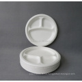 Disposable 3 compartment bagasse paper wheat straw plates